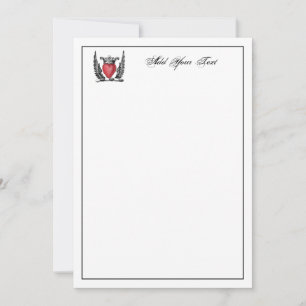 Heraldic Heart Wings Coat of Arms Crest Note Card Notitiekaartje