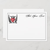 Heraldic Heart Wings Coat of Arms Crest Note Card Notitiekaartje (Voorkant / Achterkant)