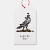 Heraldic Hunting Falcon Wearing Hood C Cadeaulabel (Voorkant)
