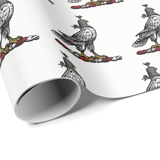 Heraldic Hunting Falcon Wearing Hood C Cadeaupapier (Rol Hoek)