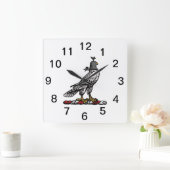 Heraldic Hunting Falcon Wearing Hood C Vierkante Klok (Huis)