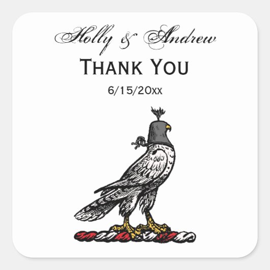 Heraldic Hunting Falcon Wearing Hood C Vierkante Sticker (Voorkant)