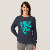 Heraldic Lion 01 - Cyaan T-shirt (Voorkant volledig)