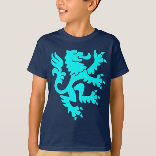 Heraldic Lion 01 - Cyaan T-shirt (Voorkant)