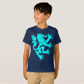 Heraldic Lion 01 - Cyaan T-shirt (Voorkant volledig)