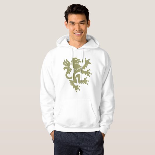 Heraldic Lion 01 - Khaki Hoodie (Voorkant volledig)