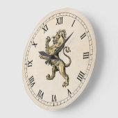  Heraldic Lion op Cream Wall Clock Grote Klok (Hoek)