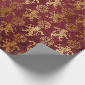 Heraldic Lion Royal Golden Red Velvet Cadeaupapier (Hoek)