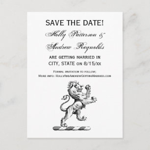 Heraldic Lion Standing Crest Emblem Aankondigingskaart