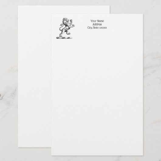 Heraldic Lion Standing Crest Emblem Briefpapier (Voorkant / Achterkant)