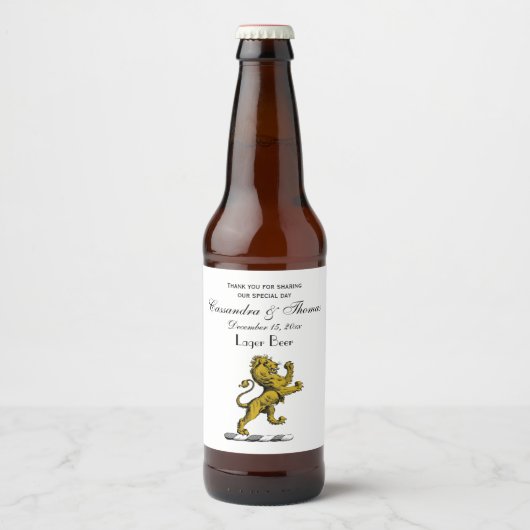 Heraldic Lion Standing Crest Emblem C Bier Etiket (Voorkant)