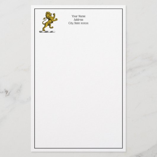 Heraldic Lion Standing Crest Emblem C Briefpapier (Voorkant)