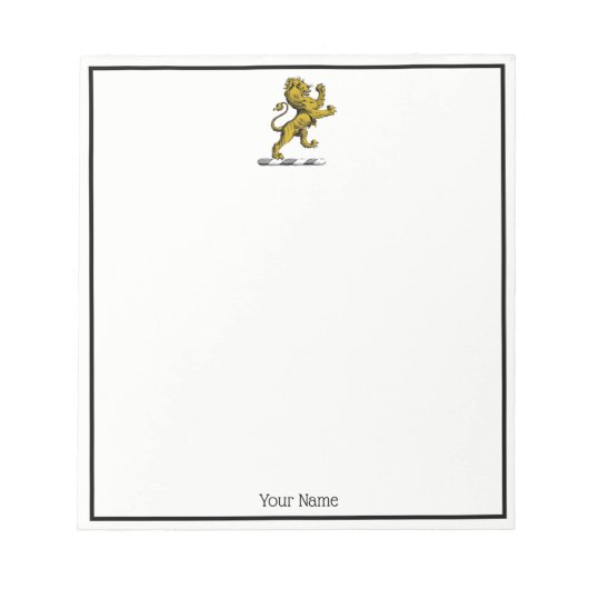 Heraldic Lion Standing Crest Emblem C Notitieblok (Voorkant)