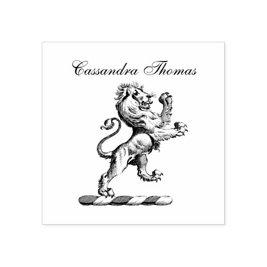 Heraldic Lion Standing Crest Emblem C Rubberstempel (Afrduk)