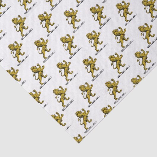 Heraldic Lion Standing Crest Emblem C Tissuepapier (Detail)