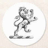 Heraldic Lion Standing Crest Emblem Ronde Kartonnen Onderzetter (Voorkant)