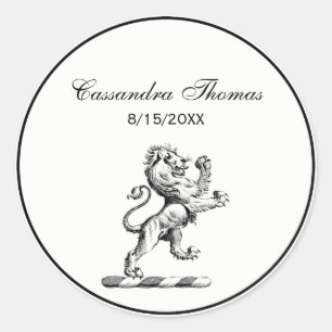 Heraldic Lion Standing Crest Emblem Ronde Sticker