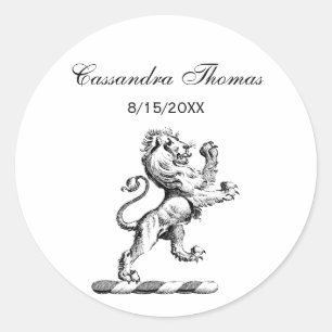 Heraldic Lion Standing Crest Emblem Ronde Sticker