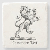 Heraldic Lion Standing Crest Emblem Stenen Onderzetter (Voorkant)