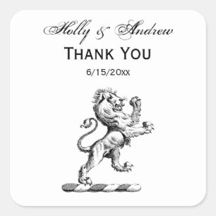 Heraldic Lion Standing Crest Emblem Vierkante Sticker