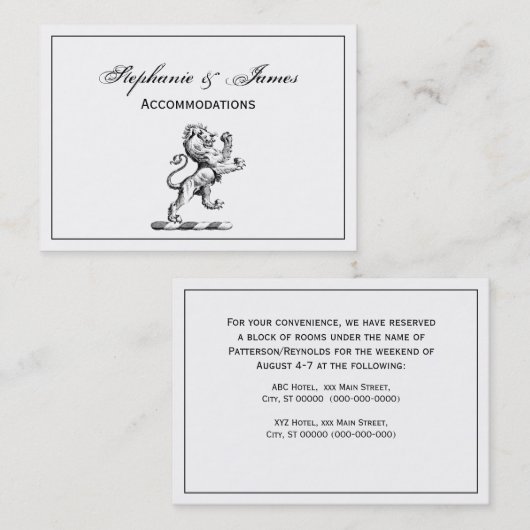 Heraldic Lion Standing Crest Emblem Visitekaartje (Voorkant / Achterkant)