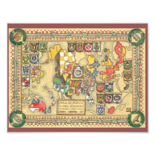 Heraldic Map of the Known World Foto Afdruk