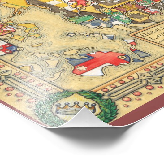 Heraldic Map of the Known World Foto Afdruk (Hoek)