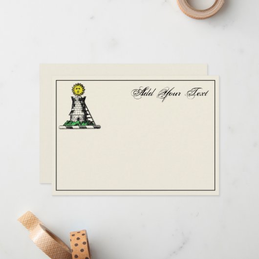 Heraldic Medieval Castle Emblem Crest Note Card Notitiekaartje (Voorkant / Achterkant in situ)