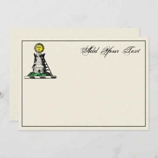 Heraldic Medieval Castle Emblem Crest Note Card Notitiekaartje (Voorkant / Achterkant)