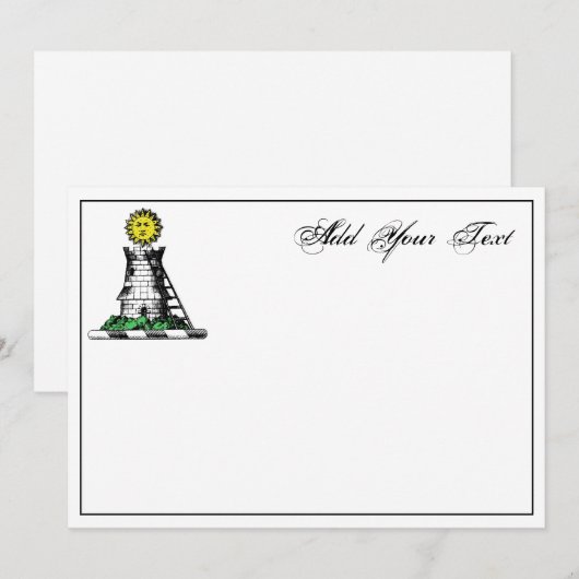 Heraldic Medieval Castle Emblem Crest Note Card Notitiekaartje (Voorkant / Achterkant)