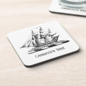 Heraldic  Nautical Clipper Ship Crest Bier Onderzetter (Linkerzijde)