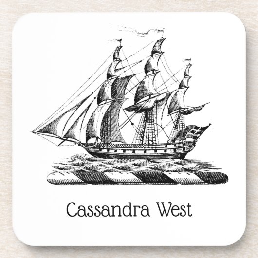 Heraldic Nautical Clipper Ship Crest Bier Onderzetter (Voorkant)