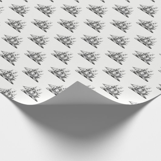 Heraldic  Nautical Clipper Ship Crest Cadeaupapier (Hoek)