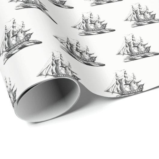 Heraldic  Nautical Clipper Ship Crest Cadeaupapier (Rol Hoek)