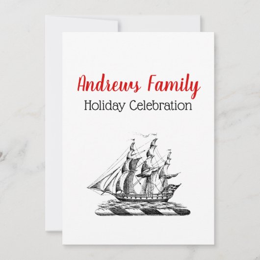 Heraldic  Nautical Clipper Ship Crest Kaart (Voorkant)