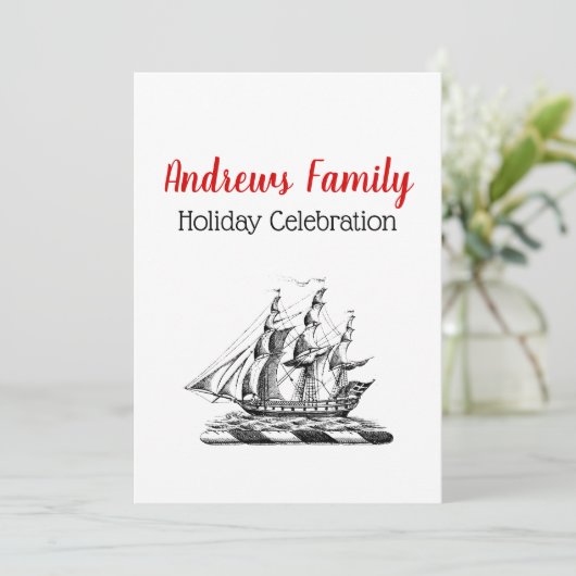 Heraldic  Nautical Clipper Ship Crest Kaart (Staand voorkant)