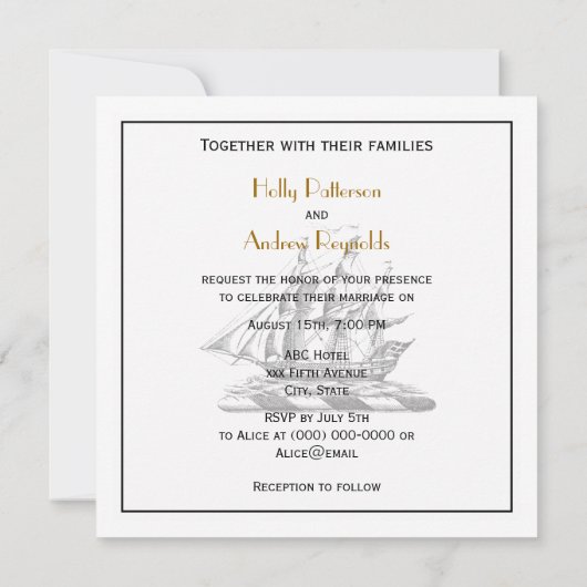 Heraldic  Nautical Clipper Ship Crest Kaart (Achterkant)