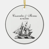 Heraldic  Nautical Clipper Ship Crest Keramisch Ornament (Voorkant)