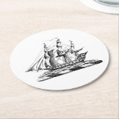 Heraldic  Nautical Clipper Ship Crest Ronde Kartonnen Onderzetter (Gebogen)