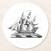 Heraldic  Nautical Clipper Ship Crest Ronde Kartonnen Onderzetter (Voorkant)