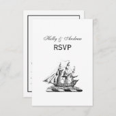 Heraldic Nautical Clipper Ship Crest RSVP Kaartje (Voorkant / Achterkant)