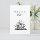 Heraldic  Nautical Clipper Ship Crest RSVP Kaartje (Staand voorkant)