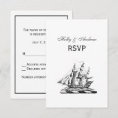 Heraldic  Nautical Clipper Ship Crest RSVP Kaartje (Voorkant / Achterkant)