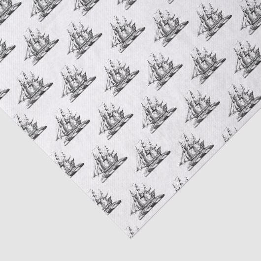 Heraldic Nautical Clipper Ship Crest Tissuepapier (Detail)