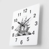 Heraldic  Nautical Clipper Ship Crest Vierkante Klok (Hoek)