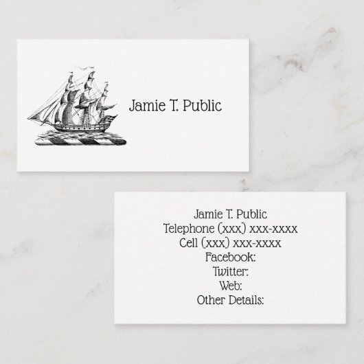 Heraldic  Nautical Clipper Ship Crest Visitekaartje (Voorkant / Achterkant)