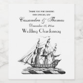 Heraldic Nautical Clipper Ship Crest Wijn Etiket (Enkel label)