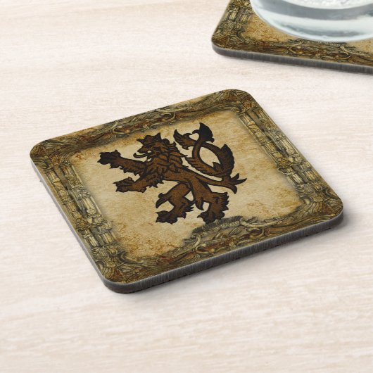 Heraldic Rampant Lion Custom Bier Onderzetter (Linkerzijde)