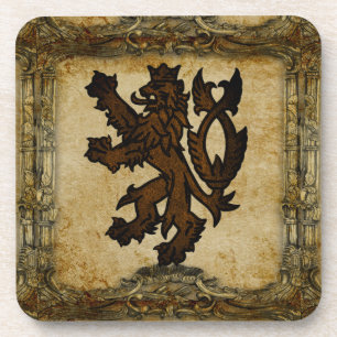Heraldic Rampant Lion Custom Bier Onderzetter