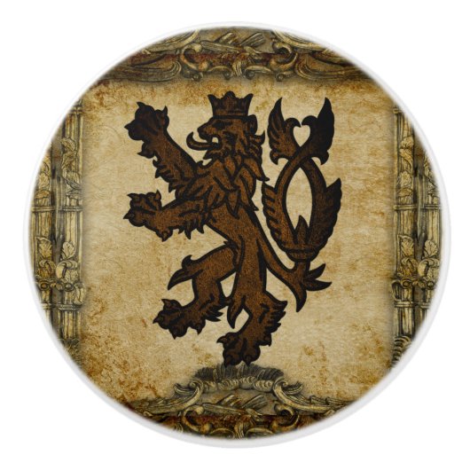 Heraldic Rampant Lion Custom Keramische Knop (Voorkant)